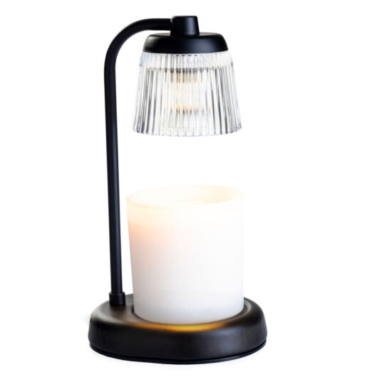 Fluted Glass Lamp Candle Warmer, Black