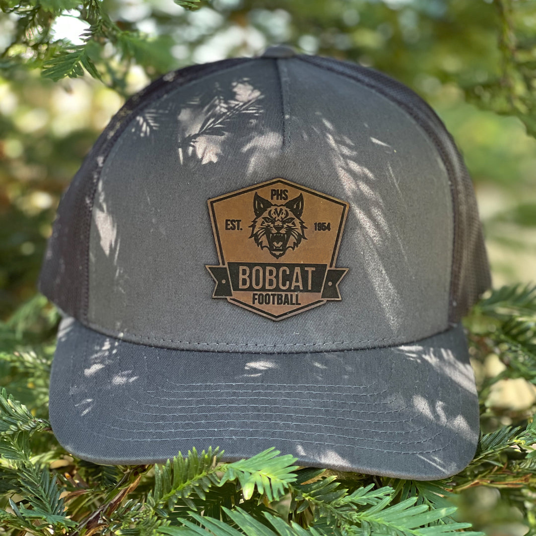 PHS Bobcat Football Genuine Leather Patch Hat