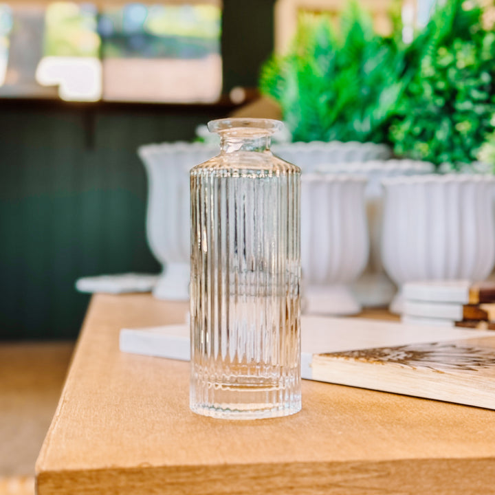 Clear Glass Tall Ribbed, Reed Diffuser Vase