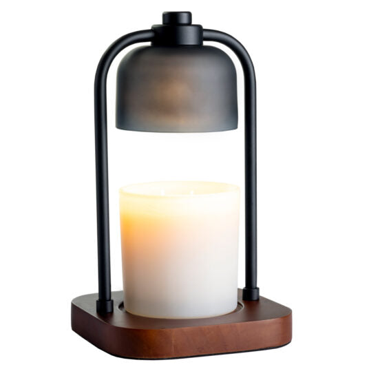 Frosted Glass Pendant Lamp Candle Warmer with Wood Base