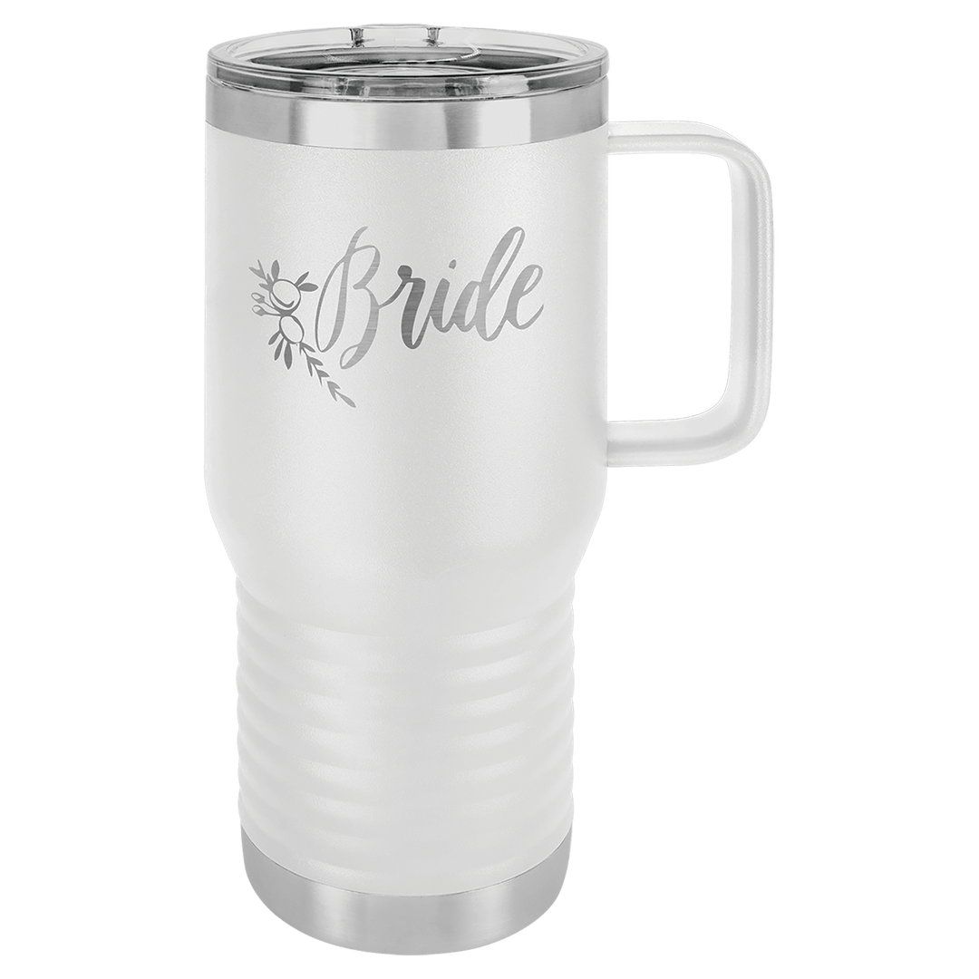 20 oz Travel Mug with Press On, Slide Lid, Handle