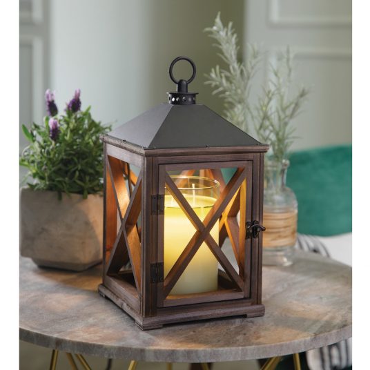 Weathered Wood Candle Lantern
