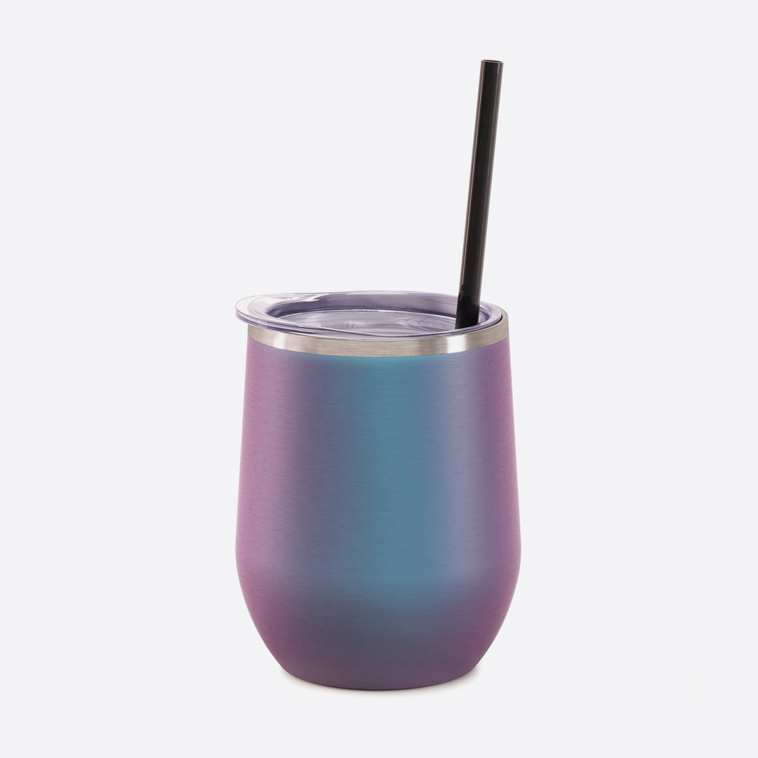 12 oz Wine Tumbler with Press on Lid + matching straw