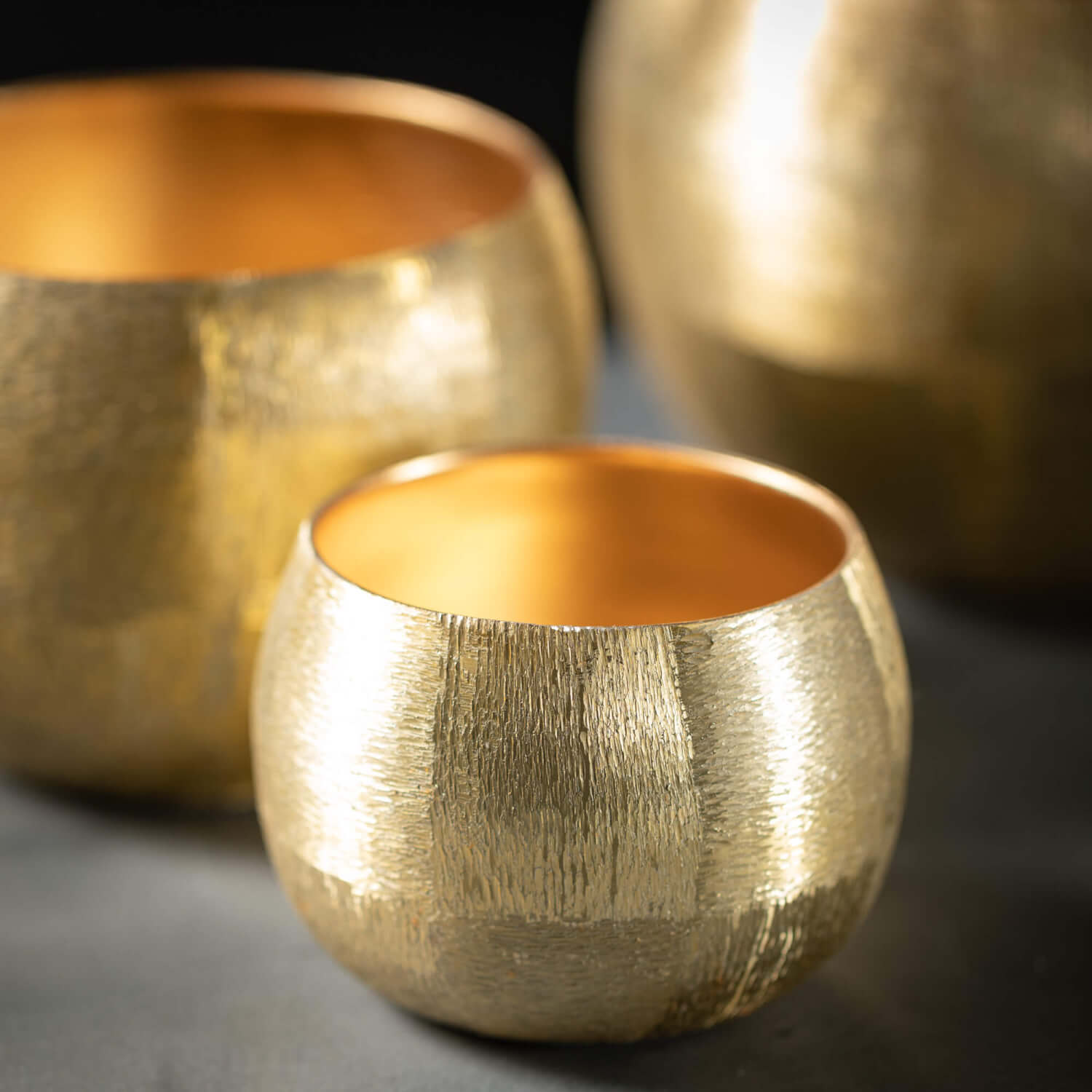 brushed gold plant pot Brushed Gold Rounded Pots