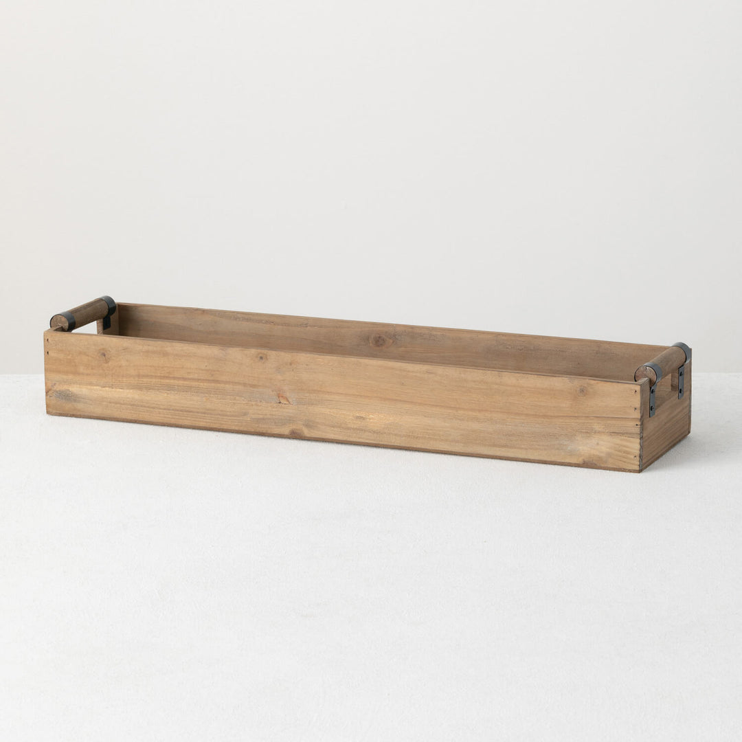 Wooden Box Tray with Handles, 24 x 6