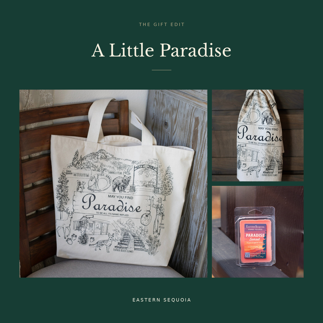 Paradise Icons tea towel and tote with Paradise Sunset wax melts