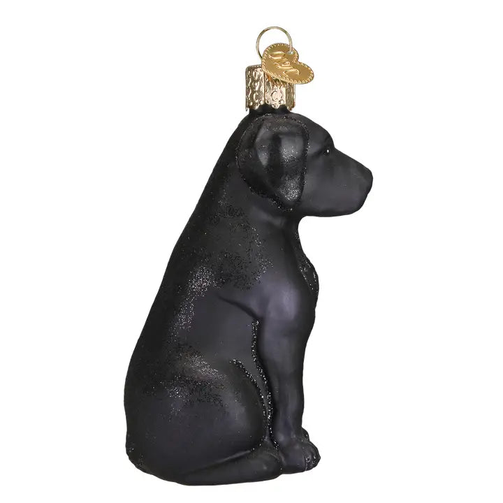 Handcrafted Black Labrador Glass Christmas Ornament
