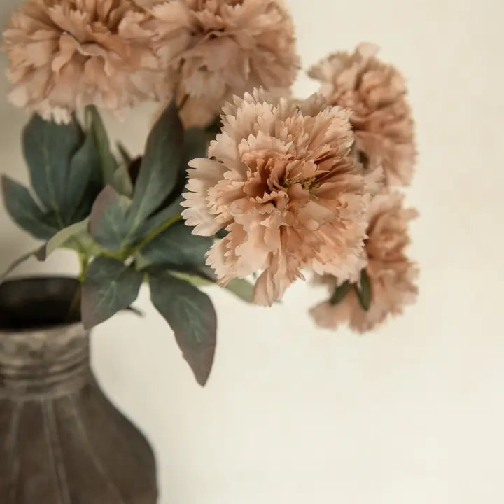 Beige Artificial Carnation Flower Bush