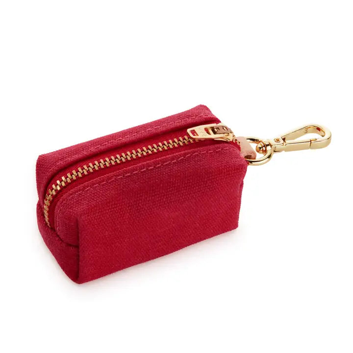 Wine Waxed Canvas Dog Poop Bag Dispenser