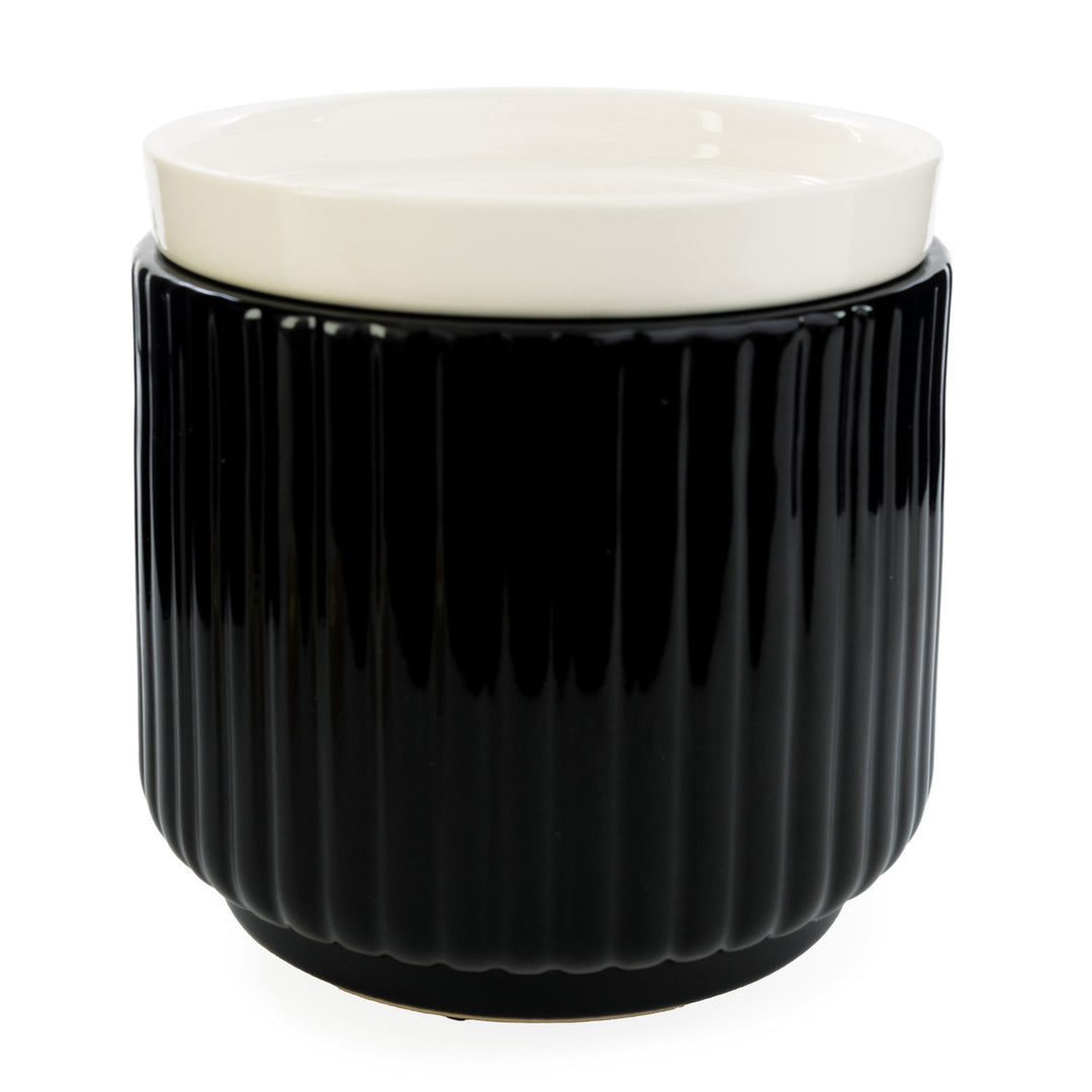 Noir Black Ribbed Ceramic Wax Melt Warmer