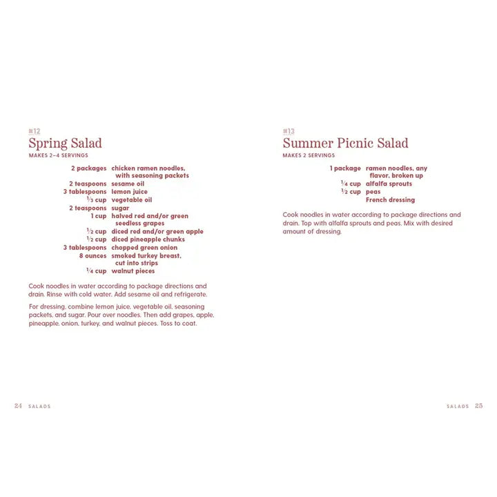 A two-page recipe spread from a cookbook, showing the recipes for &