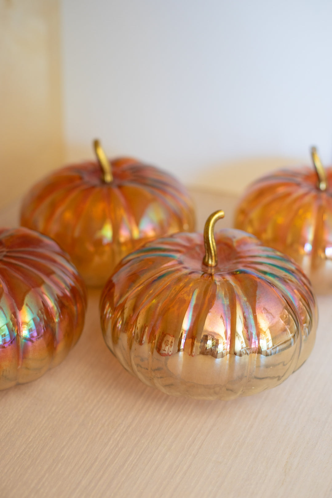 Glass Pumpkin + Brass Stem, Amber