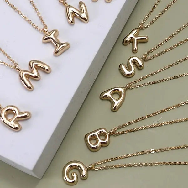Gold Balloon Initial Necklace