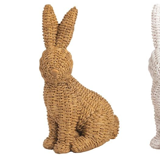 Hand-Painted Wicker Style Resin Bunny