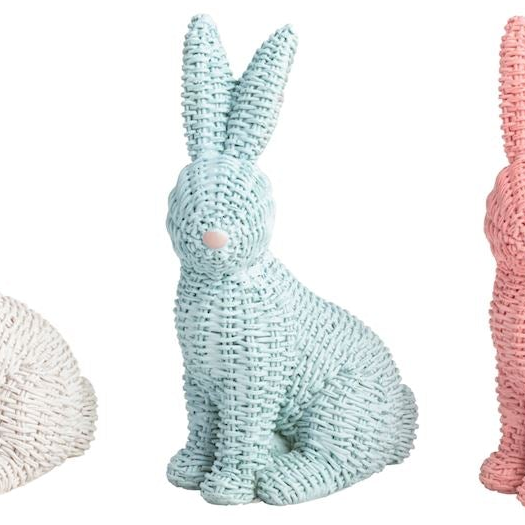 Hand-Painted Wicker Style Resin Bunny