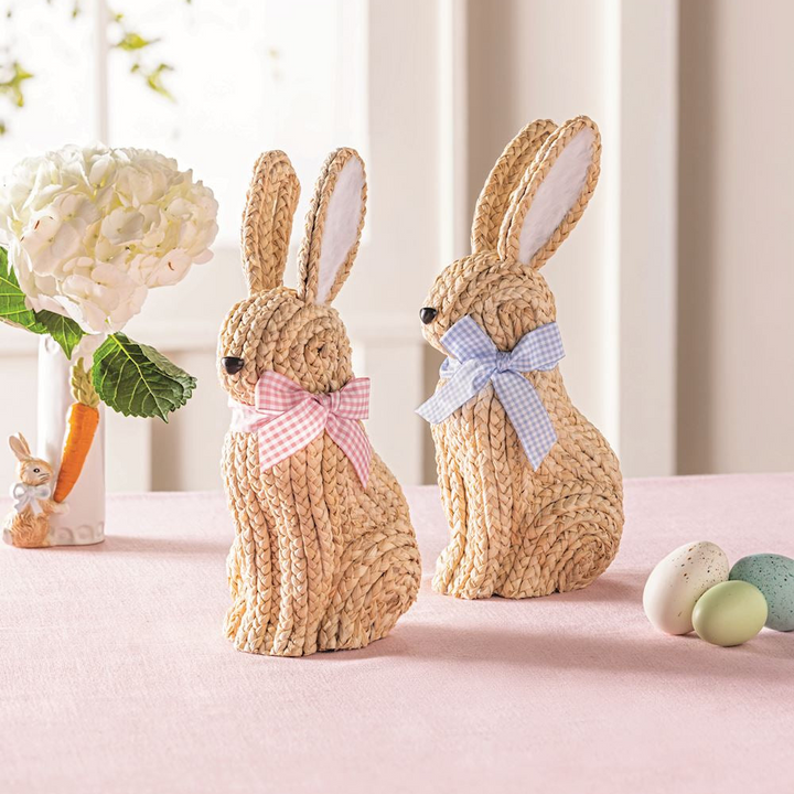 Woven Raffia Bunny with Grosgrain Ribbon Bow