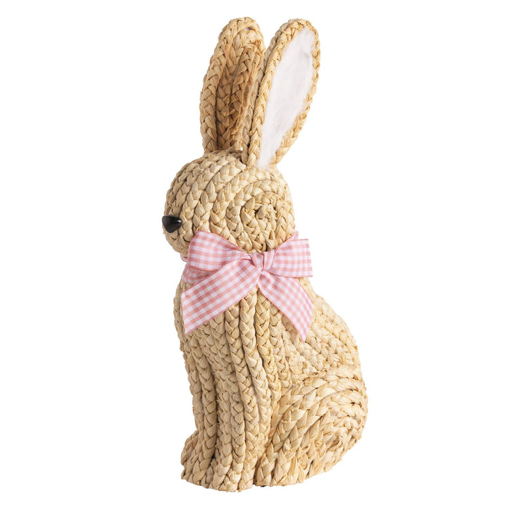 Woven Raffia Bunny with Grosgrain Ribbon Bow