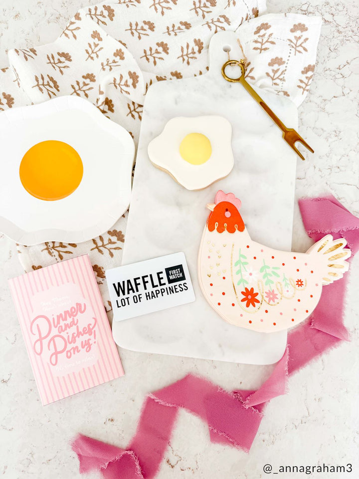 Marble Deviled Egg Board Set with Brass Serving Fork