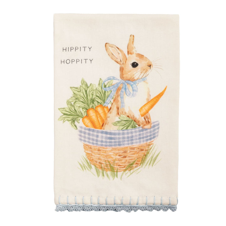 Vintage Bunny Cotton Trim Hand Towel + Crochet Edge