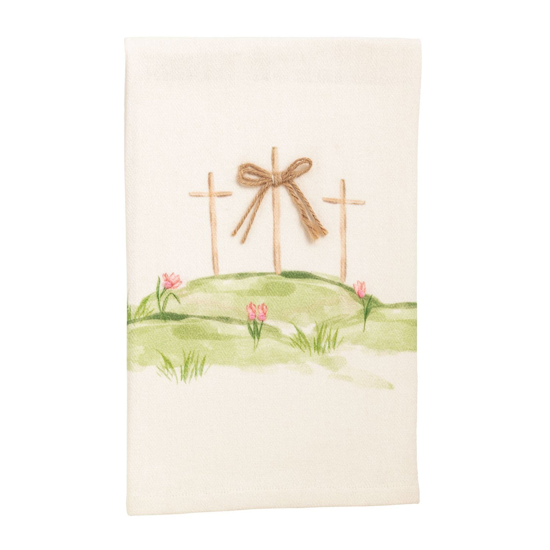 Three Crosses Easter Cotton Hand Towel + Bow