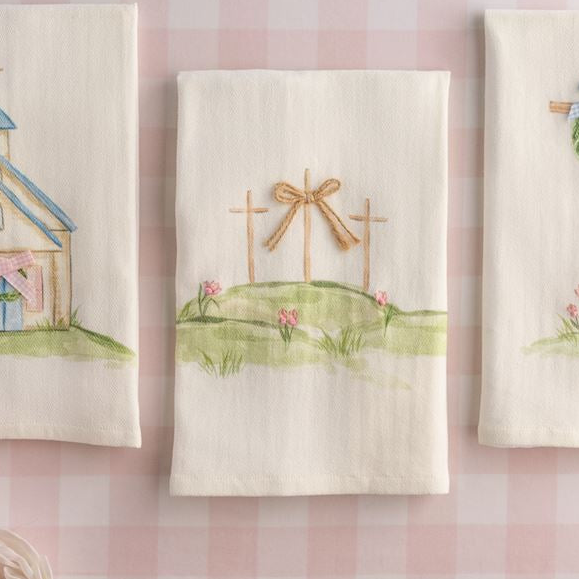 Three Crosses Easter Cotton Hand Towel + Bow