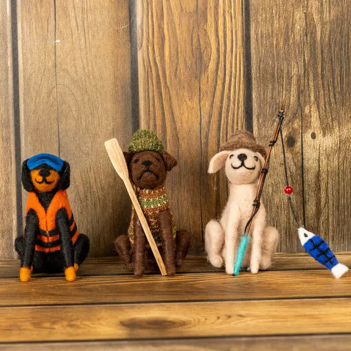 Felted Wool Outdoor Adventure Dog Ornaments
