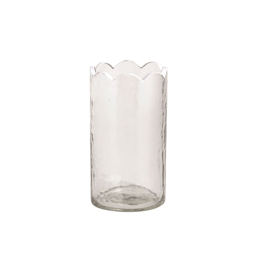 Scalloped Glass Bud Vase, Hand-Painted Rim