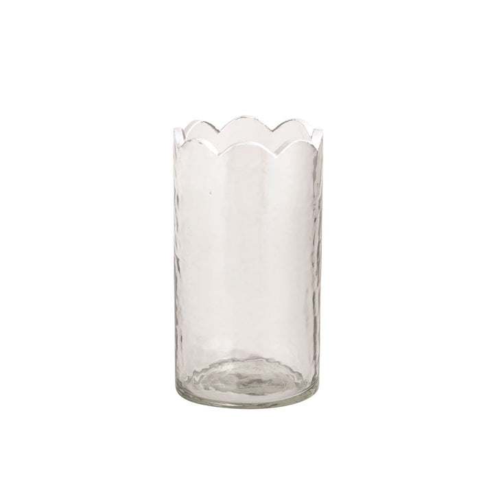 Scalloped Glass Bud Vase, Hand-Painted Rim