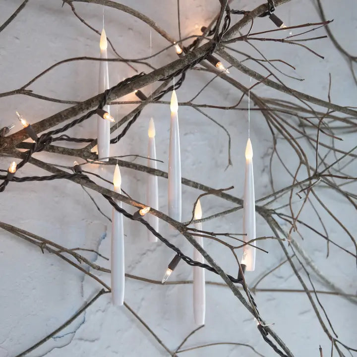 Set of 6 Hanging LED Taper Candles with Remote