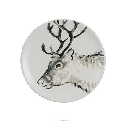 Stoneware Holiday Plates with Sayings + Animals, 5"