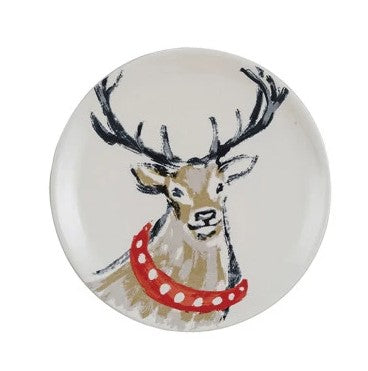 Stoneware Holiday Plates with Sayings + Animals, 5"