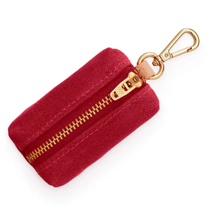 Wine Waxed Canvas Dog Poop Bag Dispenser