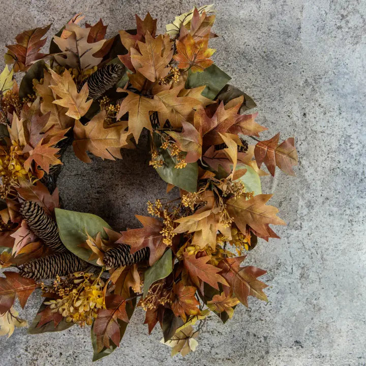 24-Inch Harvest Mixed Leaf Wreath