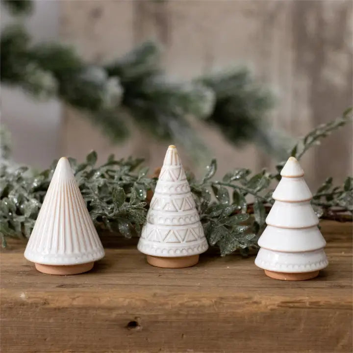White Reactive Glaze Ceramic Mini Christmas Trees