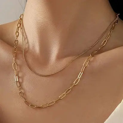 Non-Tarnish Gold Double-Layer Chain Necklace