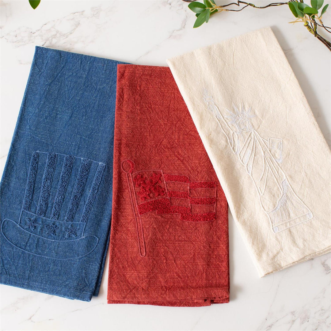 Patriotic Stonewashed Cotton Tea Towels