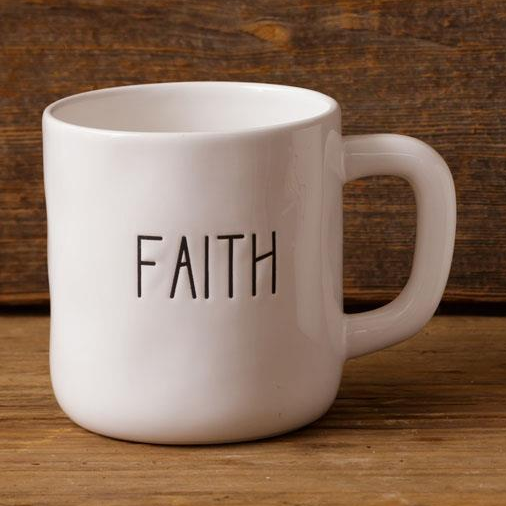 Faith, Family + Everyday Words Ceramic Mug, 4"