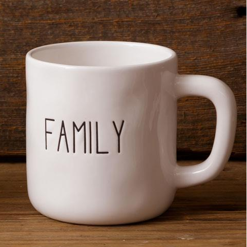 Faith, Family + Everyday Words Ceramic Mug, 4"