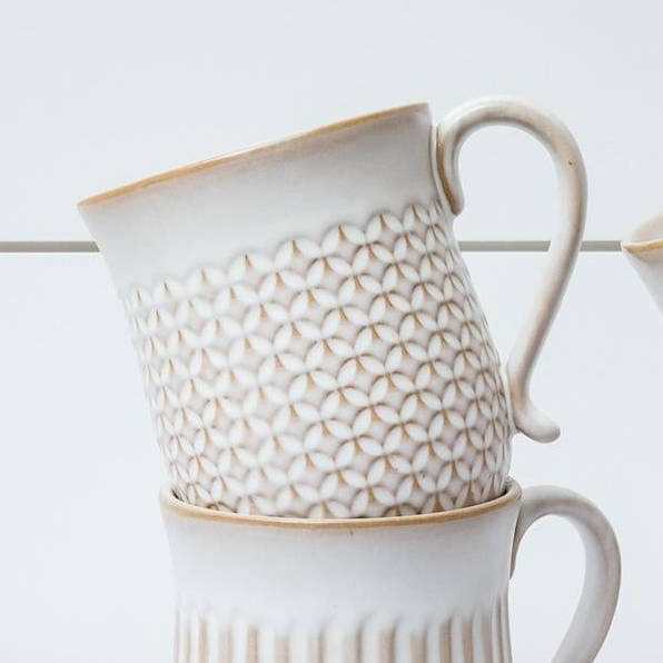 Cream Reactive Glaze Patterned Mug, 16 oz