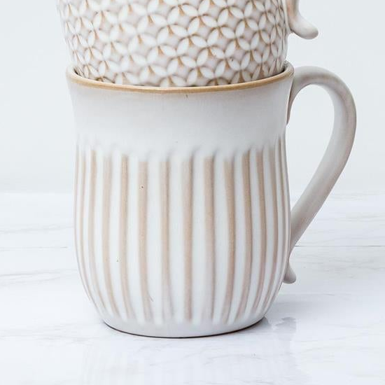Cream Reactive Glaze Patterned Mug, 16 oz