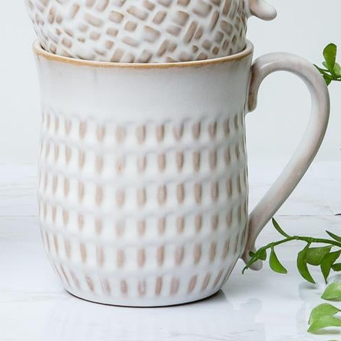 Cream Reactive Glaze Patterned Mug, 16 oz