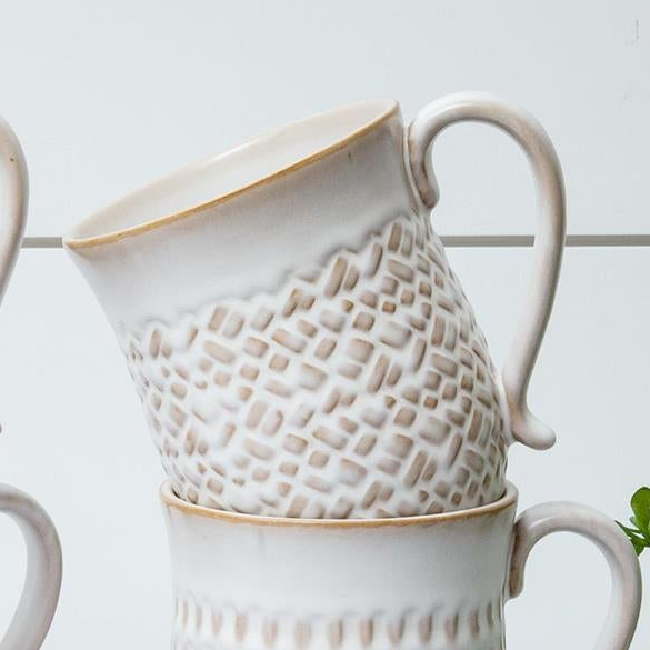 Cream Reactive Glaze Patterned Mug, 16 oz