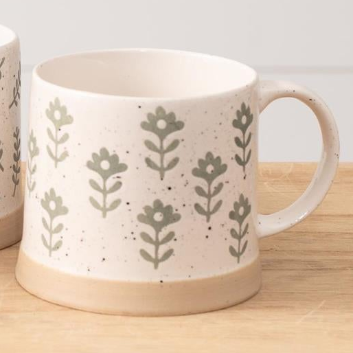 Leafy Green Stoneware Mug, 16 oz