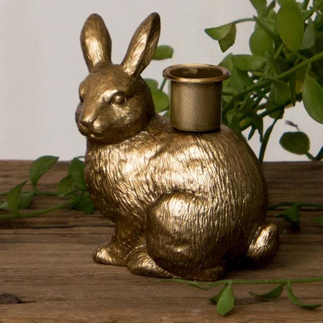 Gold Bunny Taper Candle Holders