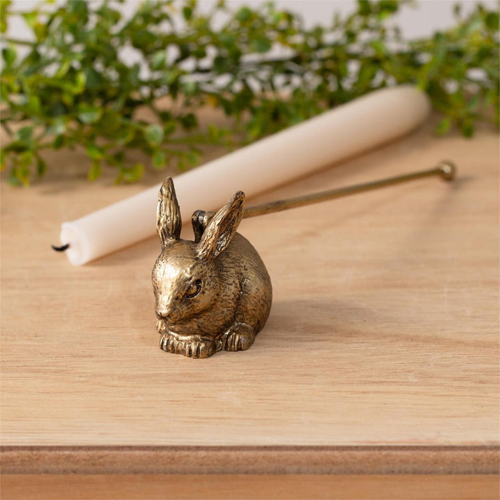 Gold Rabbit Candle Snuffer, 8" Pewter