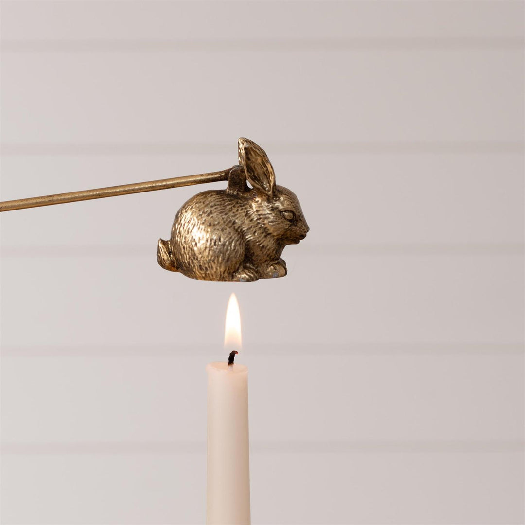 Gold Rabbit Candle Snuffer, 8" Pewter