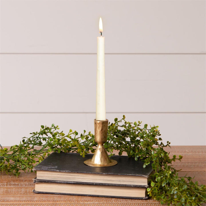 Gold Hammered Iron Taper Candle Holder, 3.5"