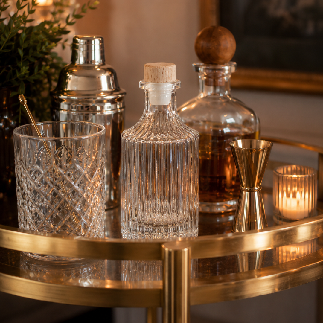 8 oz Fluted Bottle + Wooden Lid