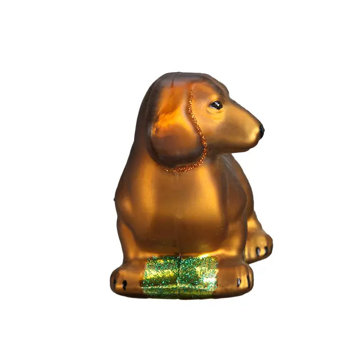 Handcrafted Dachshund Glass Christmas Ornament