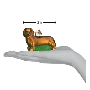 Handcrafted Dachshund Glass Christmas Ornament
